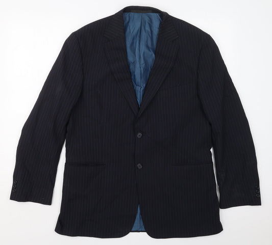 Marks and Spencer Mens Black Striped Polyester Jacket Suit Jacket Size 42