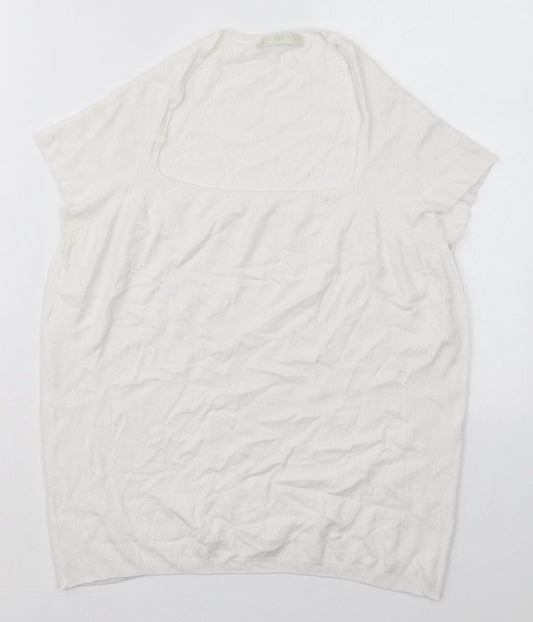 Marks and Spencer Womens White Square Neck  Viscose Pullover Jumper Size 16