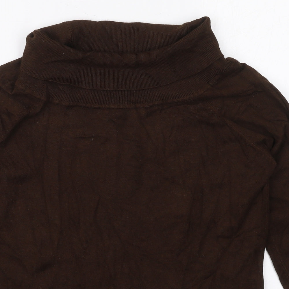 John Lewis Womens Brown Roll Neck  Viscose Pullover Jumper Size L