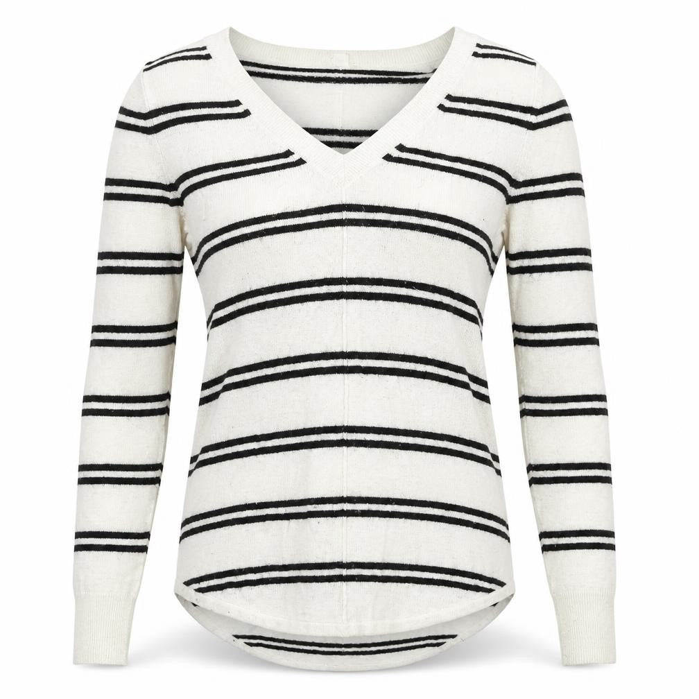 Gap Womens White V-Neck Striped Nylon  Jumper Size XS