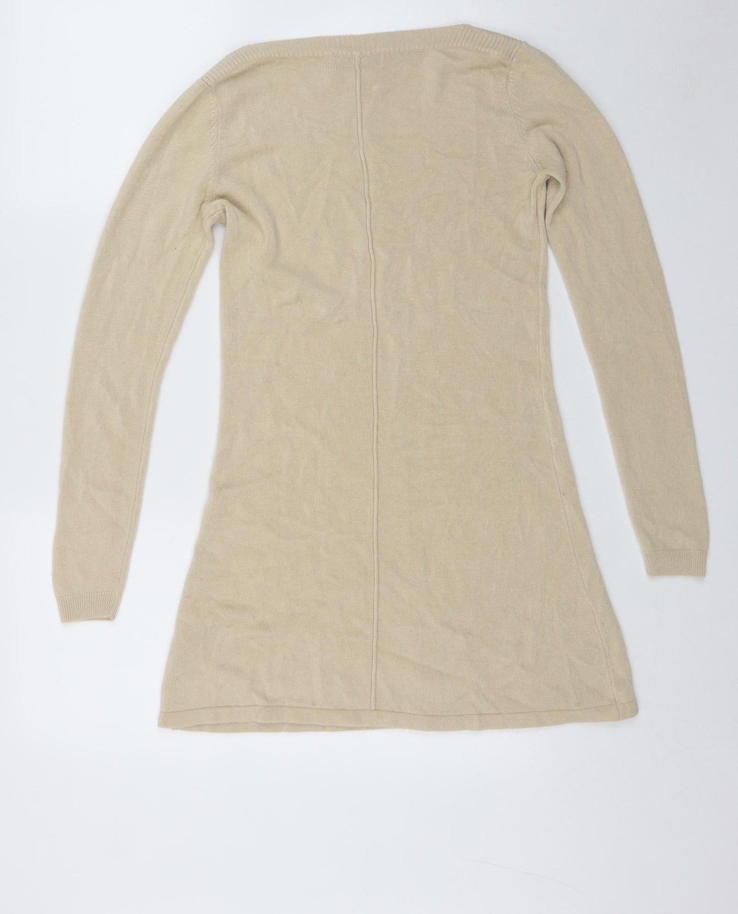 BASSINI Womens Beige Scoop Neck  Acrylic Henley Jumper Size S