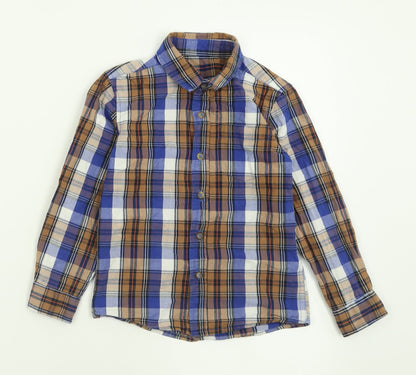 Preloved Dunnes Stores Boys Multicoloured Plaid Cotton Basic Button-Up Size 5 Years Collared Button - Front