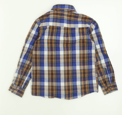 Preloved Dunnes Stores Boys Multicoloured Plaid Cotton Basic Button-Up Size 5 Years Collared Button - Back