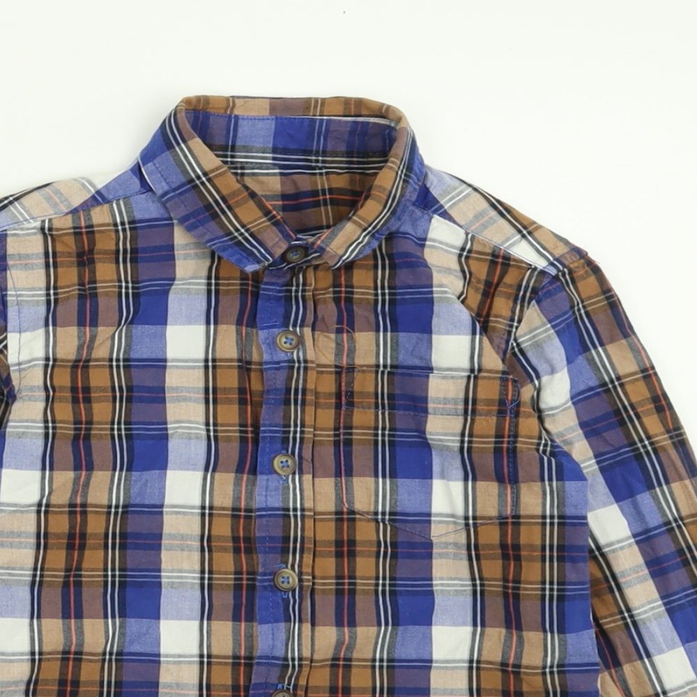 Dunnes Stores Boys Multicoloured Plaid Cotton Basic Button-Up Size 5 Years Collared Button