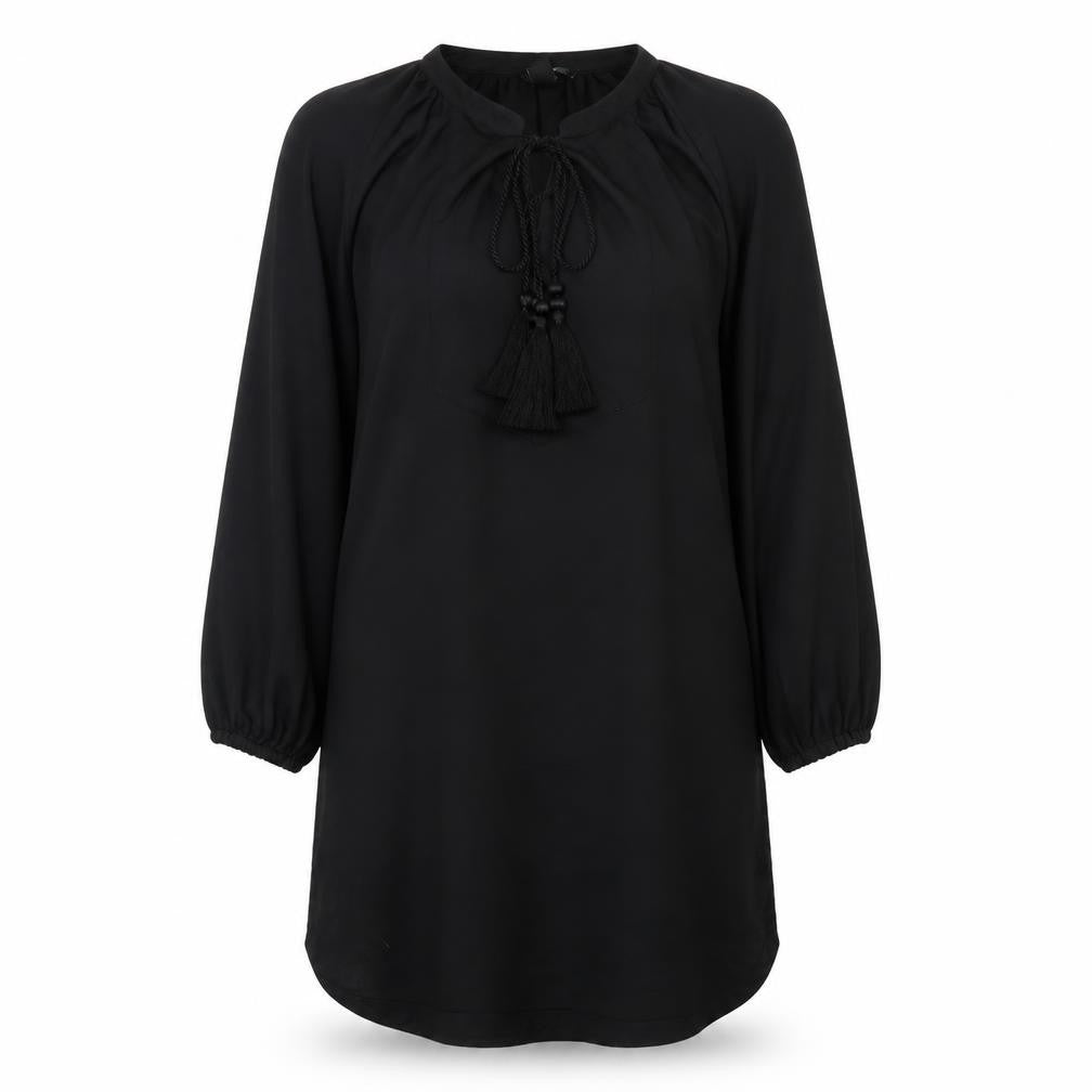 H&M Womens Black  Polyester A-Line  Size 10  Crew Neck Tie