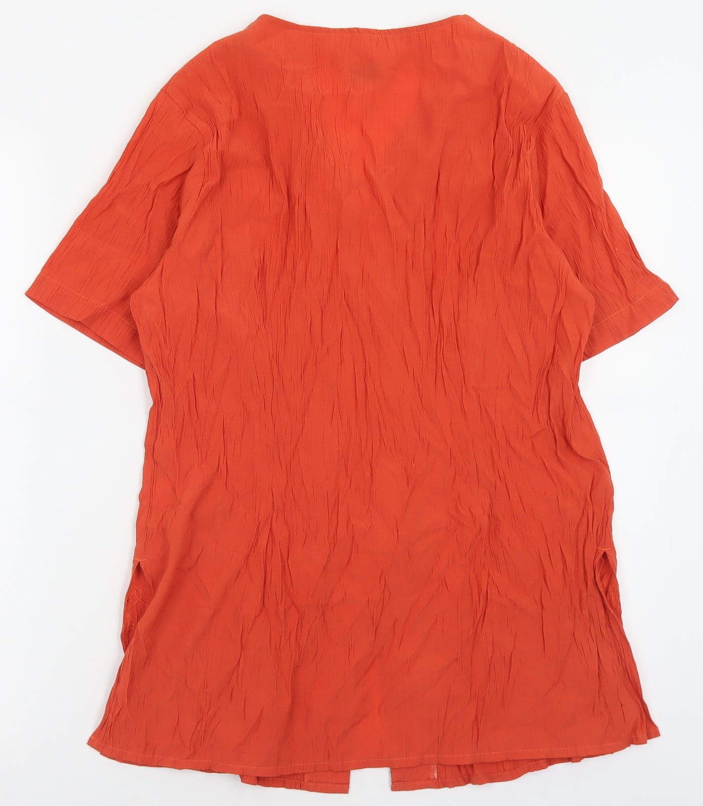 Linea Womens Orange  Viscose Basic Button-Up Size 12 V-Neck