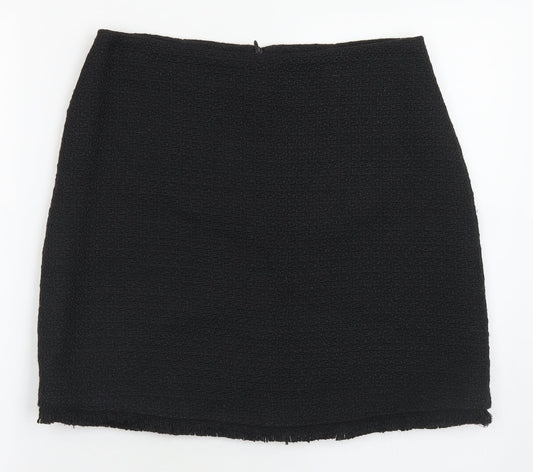 Dunnes Stores Womens Black  Polyester A-Line Skirt Size 12   Zip