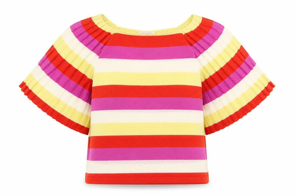 Gallery Womens Multicoloured Striped Viscose Basic T-Shirt Size S Square Neck