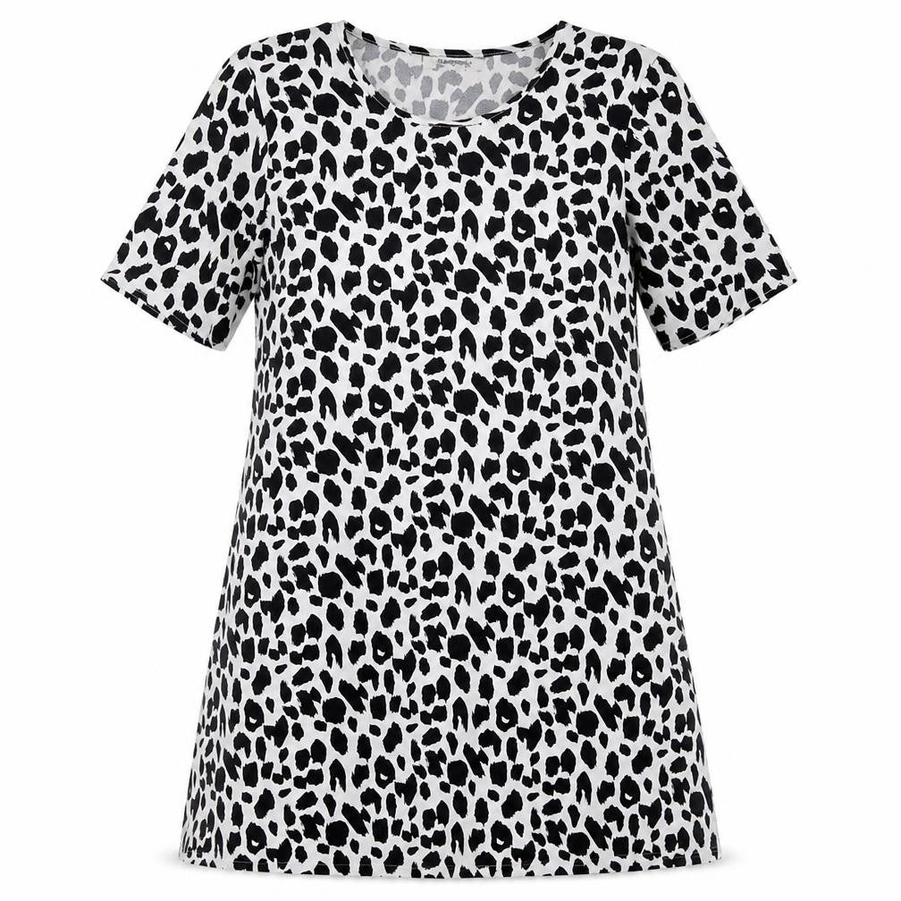 Glamourous Womens White Animal Print Polyester A-Line  Size 10  Round Neck Pullover