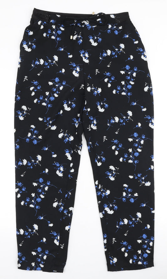 Dunnes Stores Womens Multicoloured Floral Polyester Trousers  Size S L27 in Regular Drawstring