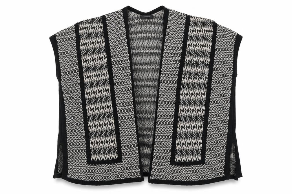Armosphere Womens Black V-Neck Geometric Cotton Cardigan Jumper Size 14