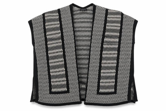 Armosphere Womens Black V-Neck Geometric Cotton Cardigan Jumper Size 14