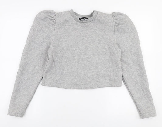 PRETTYLITTLETHING Womens Grey  Polyester Pullover Sweatshirt Size 8  Pullover