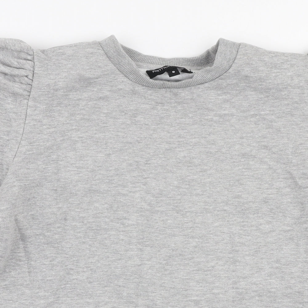 PRETTYLITTLETHING Womens Grey  Polyester Pullover Sweatshirt Size 8  Pullover