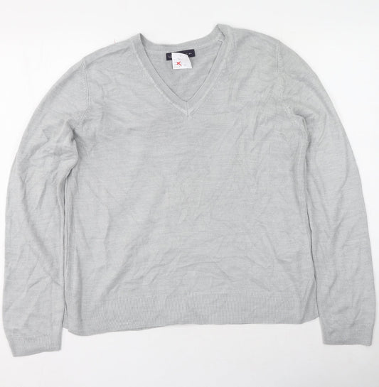 Marks and Spencer Womens Grey Scoop Neck  Acrylic Pullover Jumper Size 16