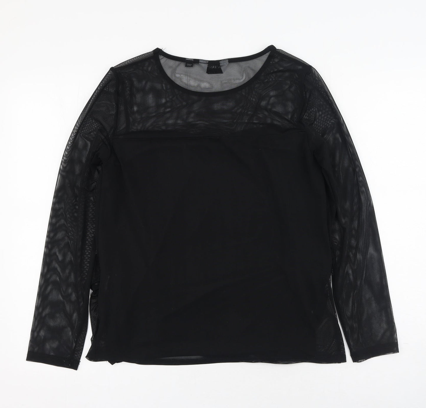 Dorothy Perkins Womens Black  Elastane Basic Blouse Size 12 Round Neck