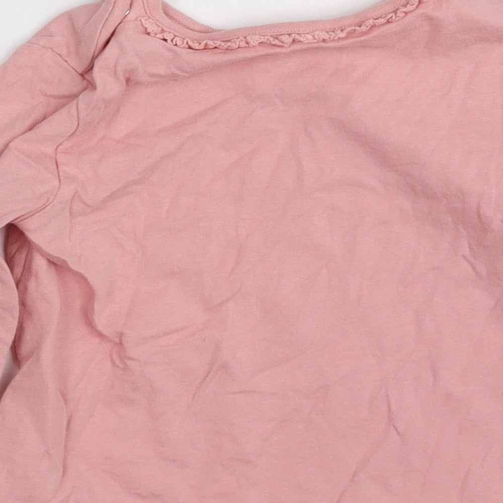 F&F Girls Pink  100% Cotton Basic T-Shirt Size 12-18 Months Round Neck Pullover
