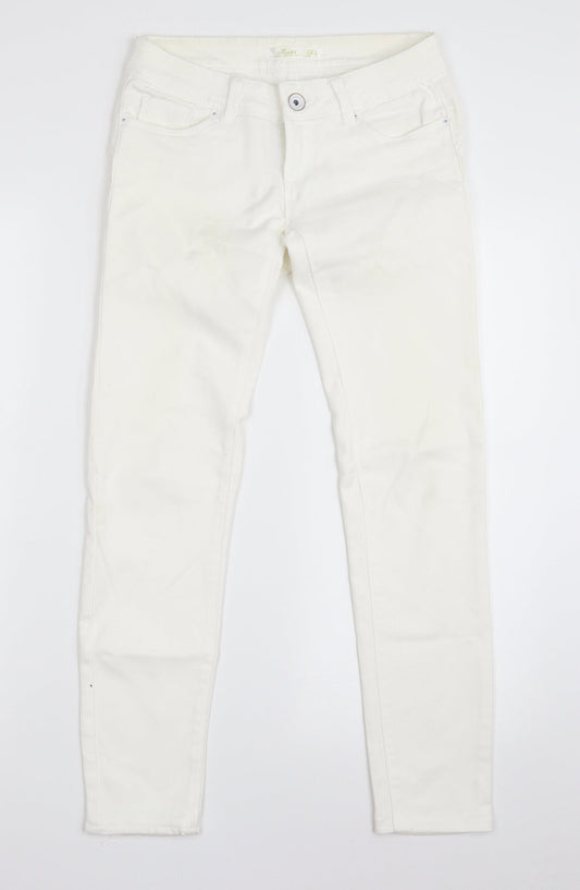 Toxik3 Womens White  Cotton Skinny Jeans Size 8 L26 in Slim Zip