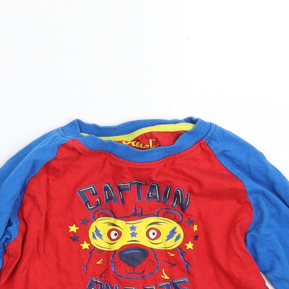 Primark Boys Red  100% Cotton Basic T-Shirt Size 2-3 Years Round Neck Pullover - Captain Snooze