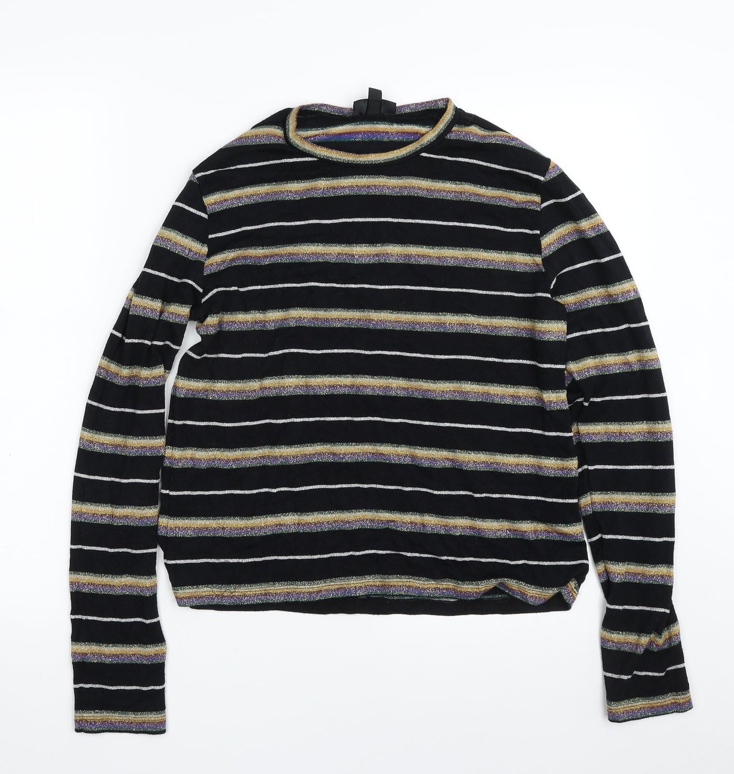 Topshop Womens Multicoloured Crew Neck Striped Viscose Pullover Jumper Size 12