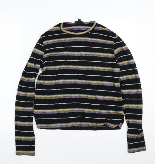 Topshop Womens Multicoloured Crew Neck Striped Viscose Pullover Jumper Size 12