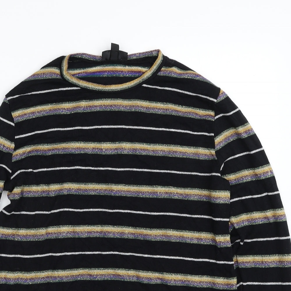 Topshop Womens Multicoloured Crew Neck Striped Viscose Pullover Jumper Size 12