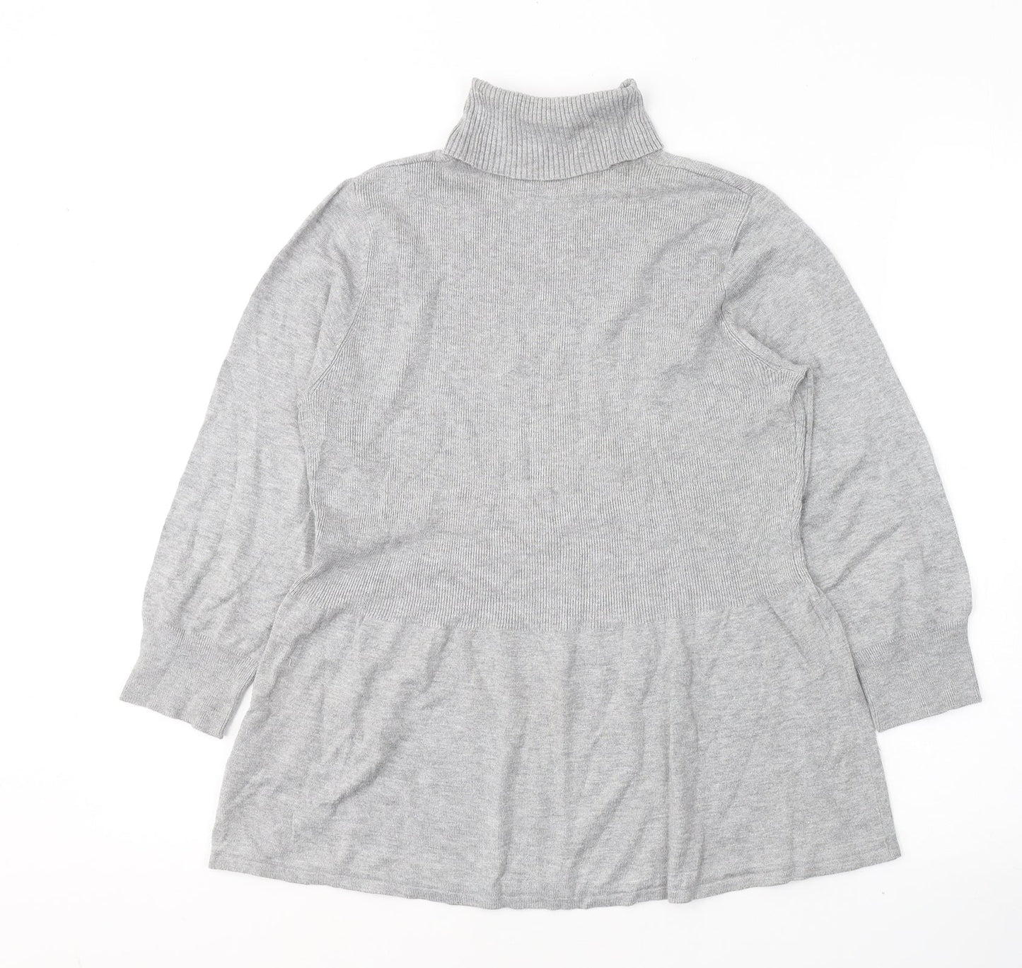 Marks and Spencer Womens Grey Roll Neck  Viscose Pullover Jumper Size 12