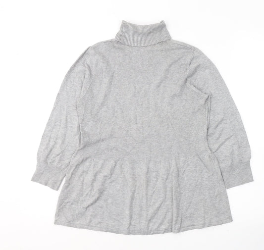 Marks and Spencer Womens Grey Roll Neck  Viscose Pullover Jumper Size 12