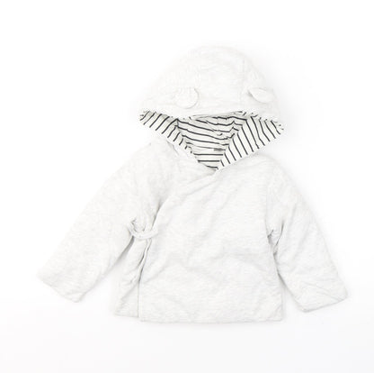 Preloved NEXT Baby Grey   Basic Coat Coat Size 3-6 Months   Tie - Front