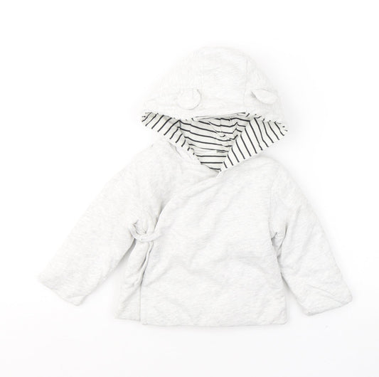 NEXT Baby Grey   Basic Coat Coat Size 3-6 Months   Tie
