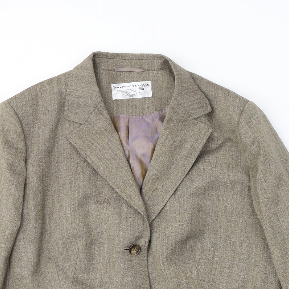 Impressions Womens Beige  Wool Jacket Suit Jacket Size 20
