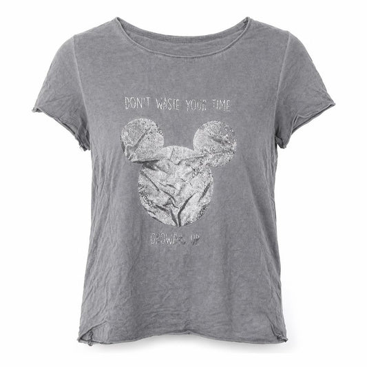 Disney Womens Grey  Cotton Basic T-Shirt Size XS Round Neck - Mickey Mouse