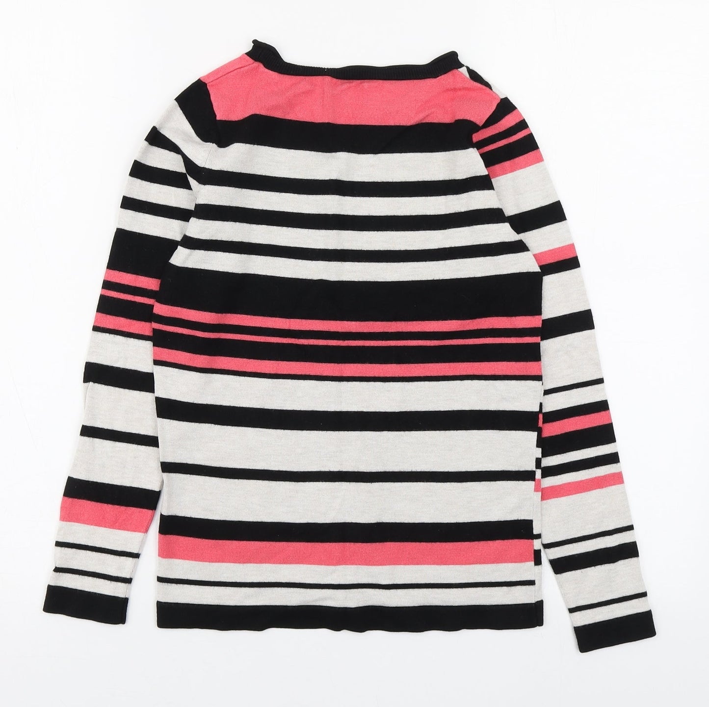 M&Co Womens Multicoloured Round Neck Striped Viscose Pullover Jumper Size 8
