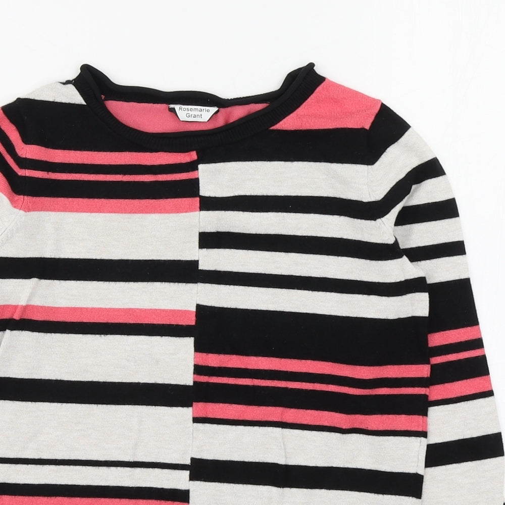 M&Co Womens Multicoloured Round Neck Striped Viscose Pullover Jumper Size 8