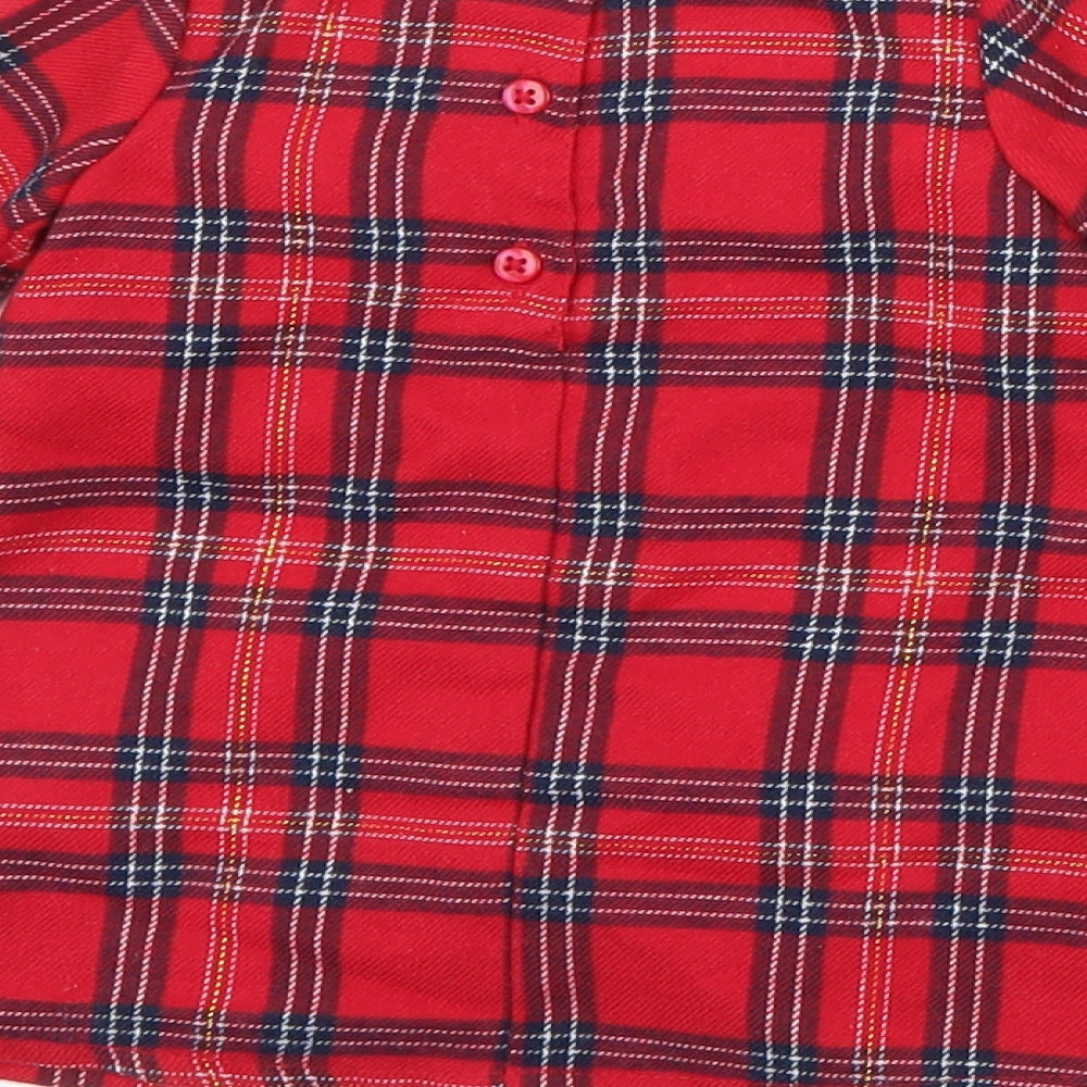 Primark Girls Red Plaid Polyester Fit & Flare  Size 3-6 Months  Round Neck
