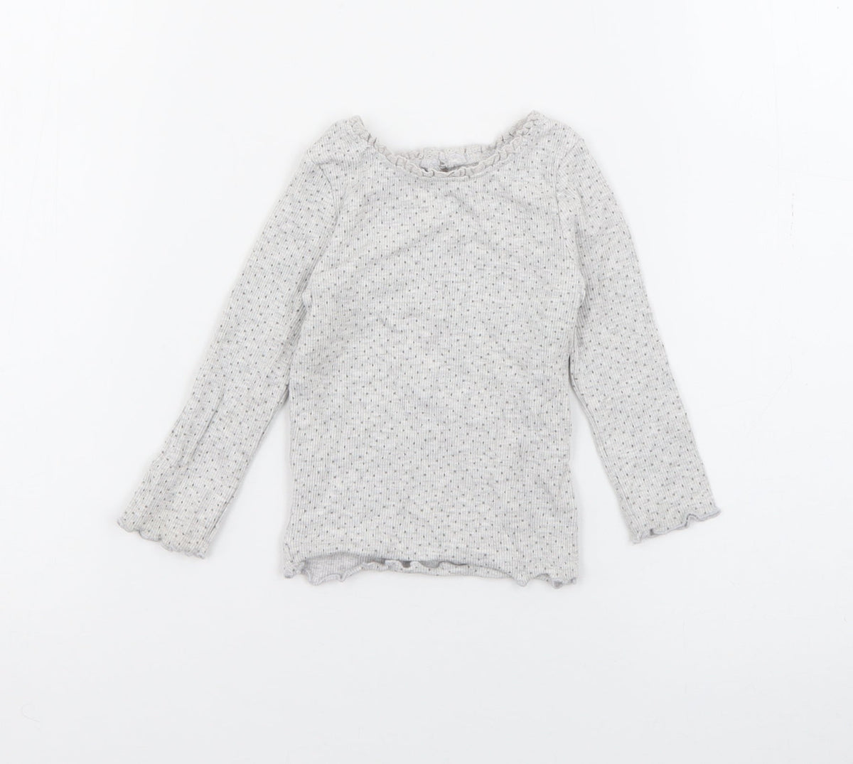 Dunnes Girls Grey Polka Dot Cotton Pullover Jumper Size 6-9 Months