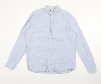 H&M Mens Blue  Cotton  Button-Up Size S Collared Button