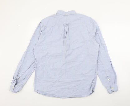 H&M Mens Blue  Cotton  Button-Up Size S Collared Button