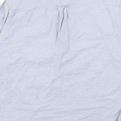 H&M Mens Blue  Cotton  Button-Up Size S Collared Button