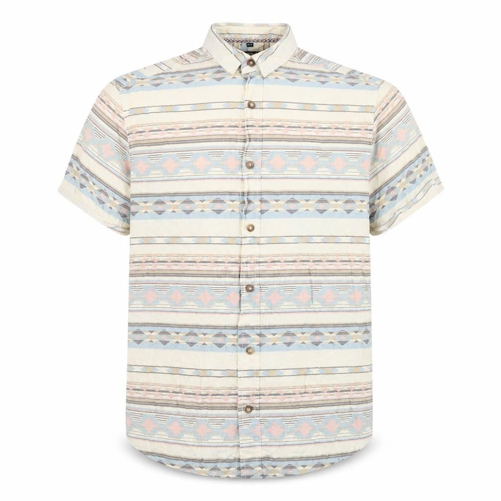 Twisted Soul Mens Beige Geometric Cotton  Button-Up Size S Collared Button