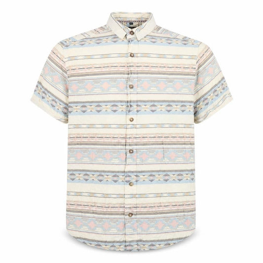 Twisted Soul Mens Beige Geometric Cotton  Button-Up Size S Collared Button