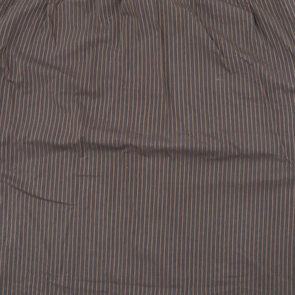 Jousipaita Mens Brown Striped Cotton  Button-Up Size 45 Collared Button