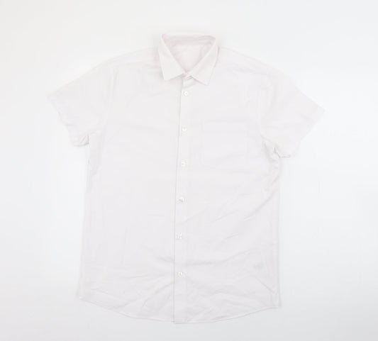 George Boys White  Polyester Basic Button-Up Size 13-14 Years Collared Button