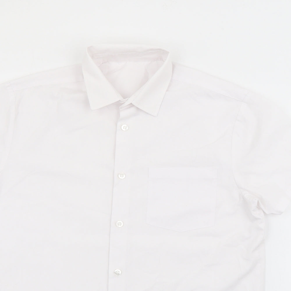George Boys White  Polyester Basic Button-Up Size 13-14 Years Collared Button