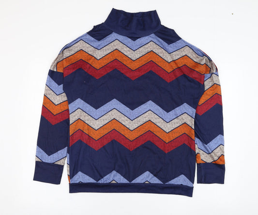 Preworn Womens Blue Striped Cotton Pullover Sweatshirt Size L  Pullover