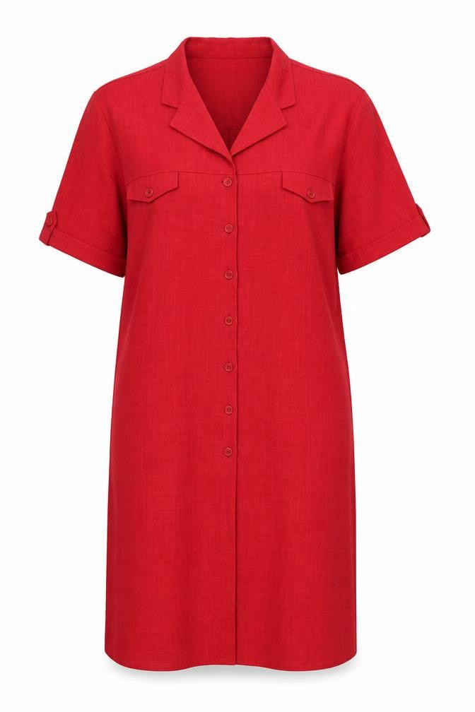Bonmarché Womens Red Polyester Shirt Dress Size 2 Collared Button