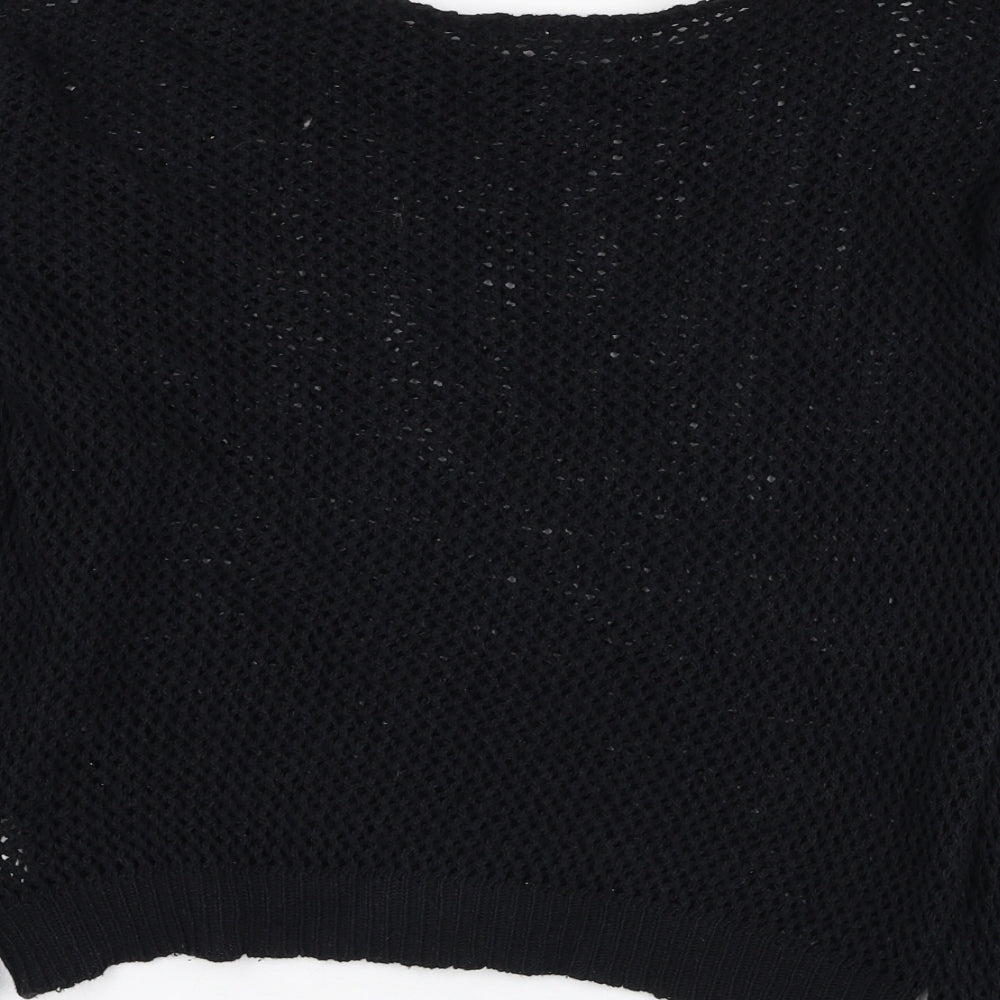 Miss Gorgeous Womens Black Round Neck  Cotton Pullover Jumper Size S