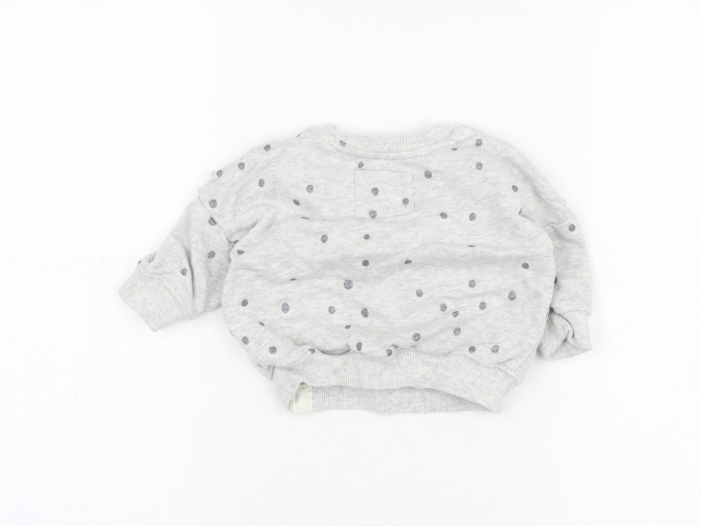 NEXT Girls Grey Polka Dot Cotton Pullover Jumper Size 3-6 Months  Pullover
