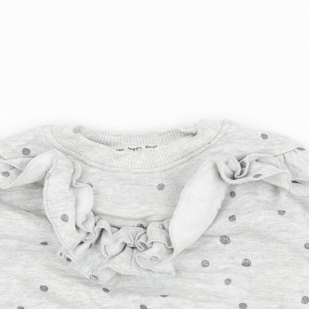 NEXT Girls Grey Polka Dot Cotton Pullover Jumper Size 3-6 Months  Pullover
