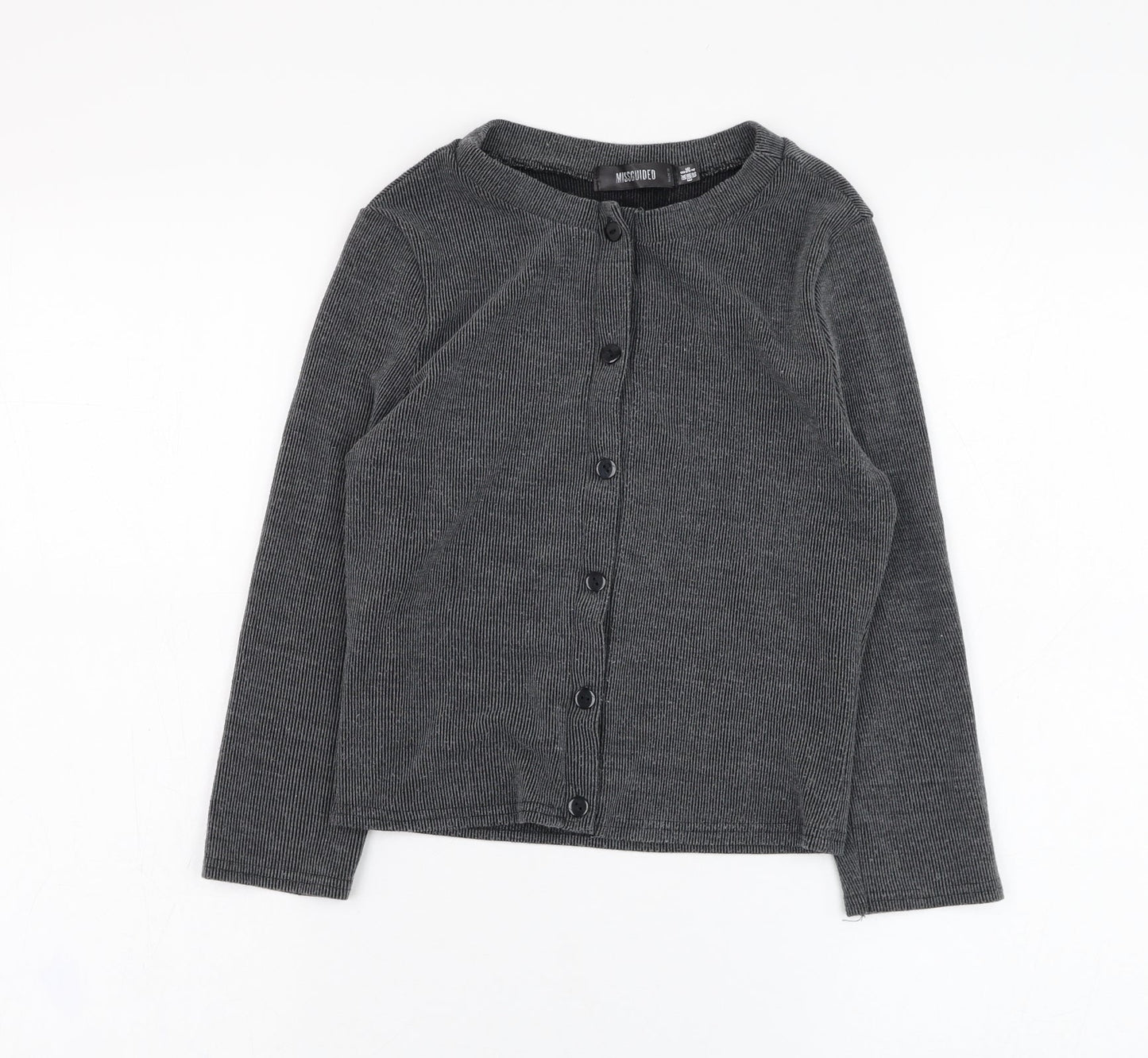 Missguided Womens Grey Round Neck  Polyester Cardigan Jumper Size 8